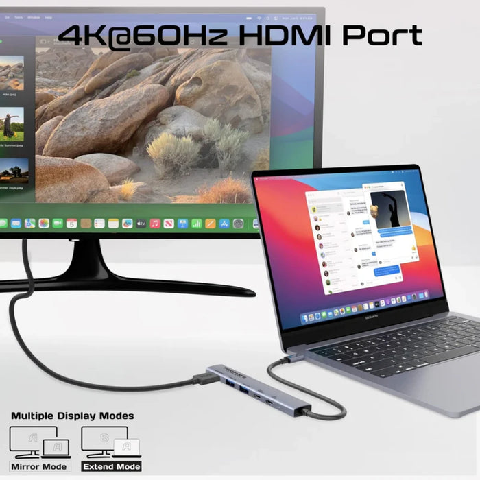 موزع USB-C متعدد الوظائف لينك هاب 5X بدقة 4K وشحن 100 واط من PROMATE