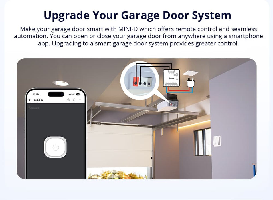 مفتاح ذكي جاف Wi-Fi MINI-D للتحكم في الأجهزة المنزلية بكفاءة عالية من sonoff