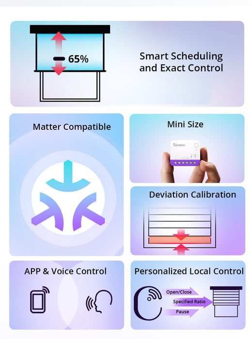 مفتاح ستارة رول ذكي MINI-RBS مع تحكم دقيق وتوافق Matter من sonoff
