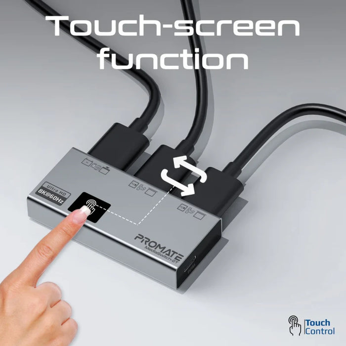 محول HDMI ميديا سويتش 3T بدقة 8K وتردد 60Hz بـ 3 منافذ وتحكم باللمس من PROMATE