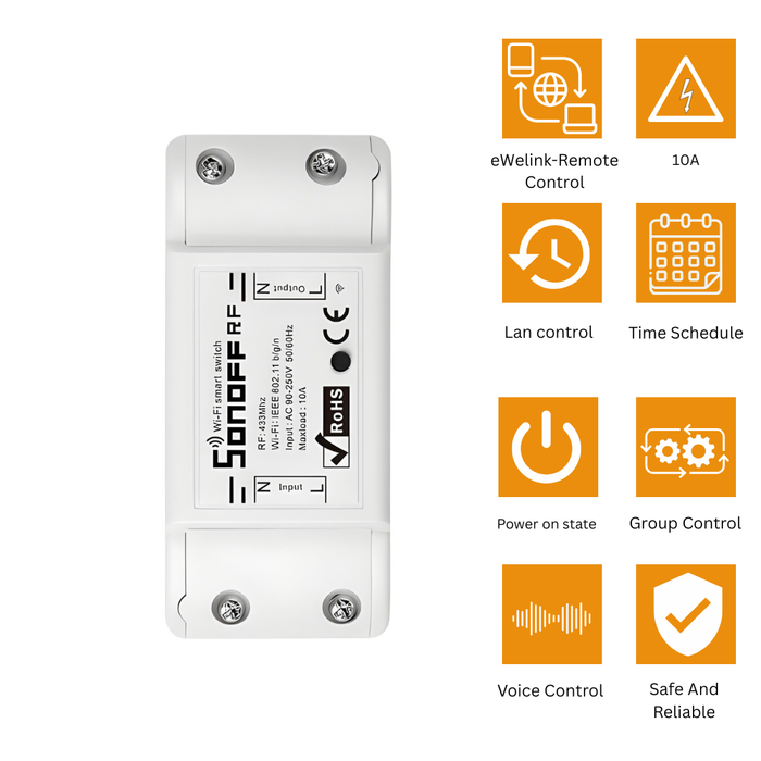 SONOFF BASICR2 مفتاح ذكي واي فاي 10 أمبير مع تحكم صوتي عبر Alexa وGoogle