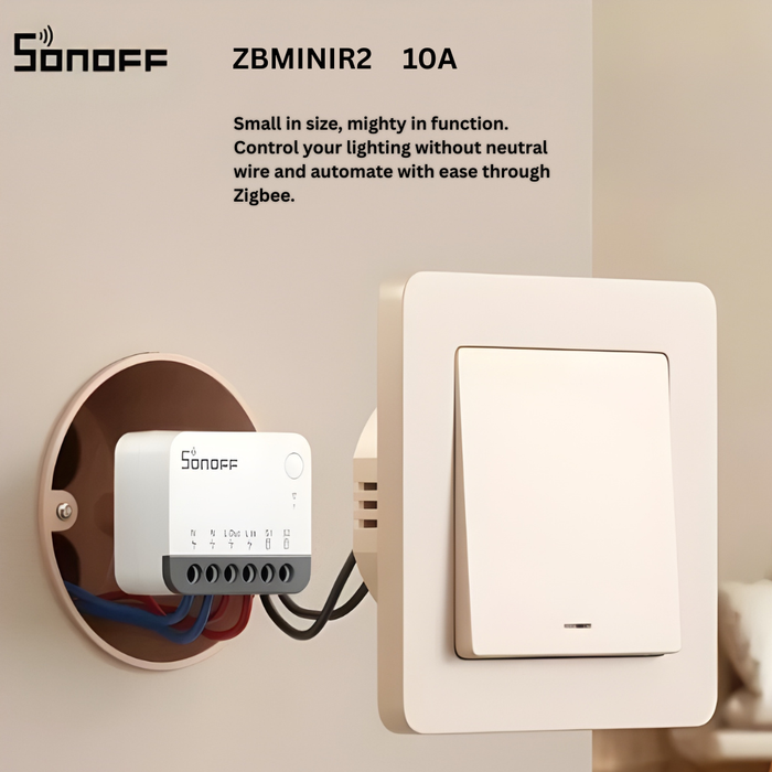 مفتاح ذكي SONOFF ZBMINIR2 Zigbee 3.0 10A | تحكم عبر التطبيق والصوت بدون سلك محايد من sonoff