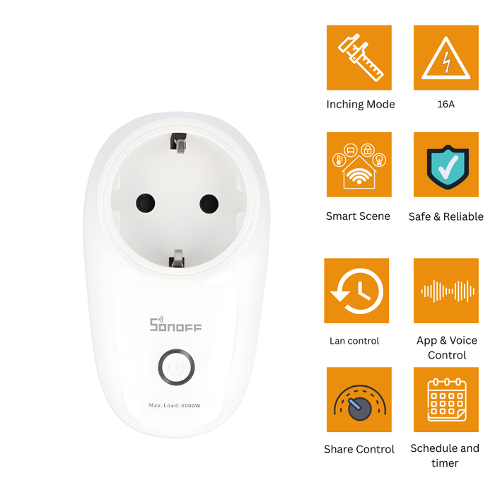 قابس ذكي SONOFF S26 TPF 16A مع تحكم صوتي عبر Alexa وGoogle Home من sonoff