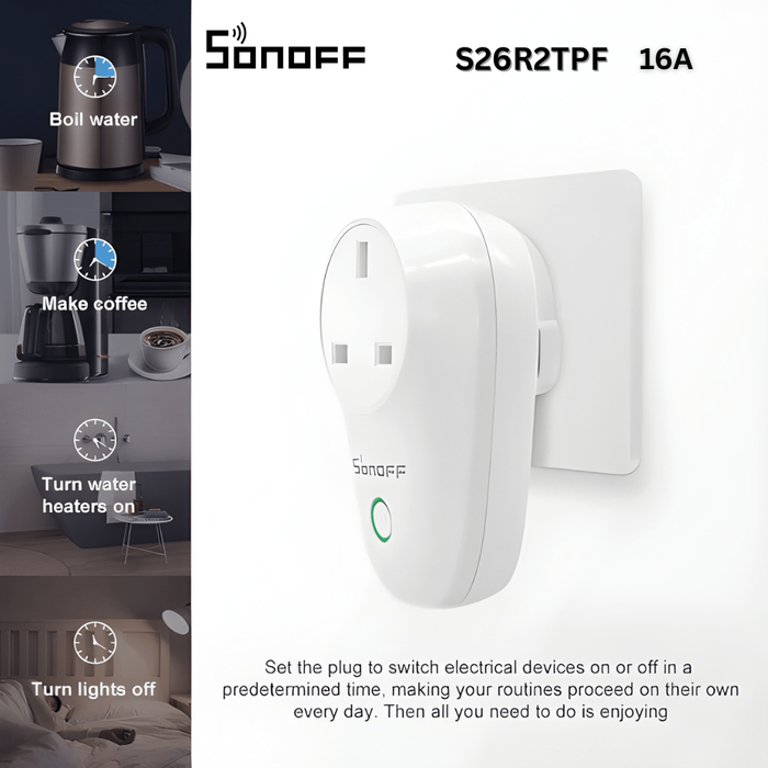قابس ذكي SONOFF S26 TPF 16A مع تحكم صوتي عبر Alexa وGoogle Home من sonoff