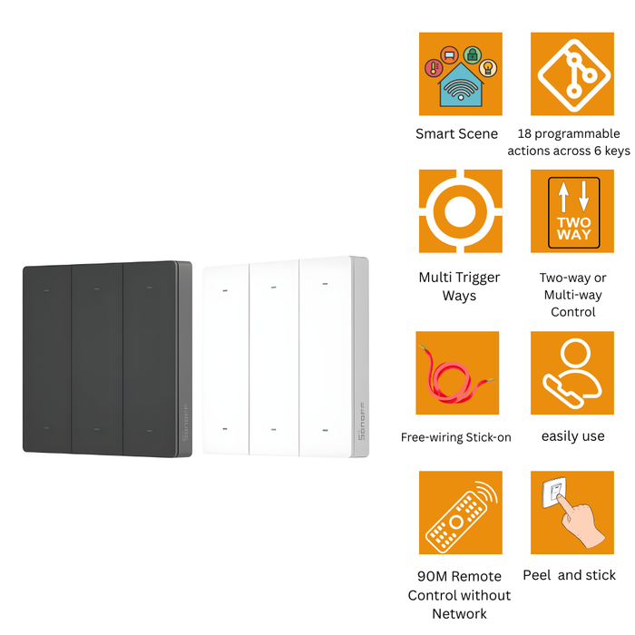 جهاز التحكم بالسيناريو SONOFF R5 بدون أسلاك مع تحكم متعدد الأزرار وأتمتة منزلية ذكية من sonoff