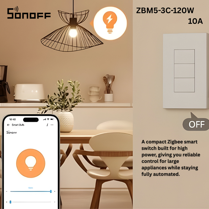 مفتاح ذكي SONOFF ZB 120 واط سلكي مع تحكم عن بُعد ودعم Zigbee 3.0 من sonoff
