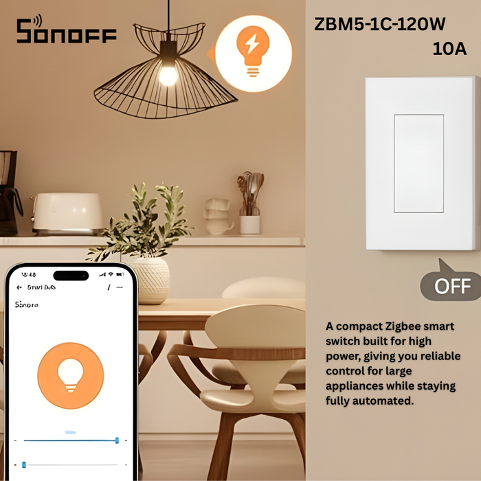 مفتاح ذكي SONOFF ZB 120 واط سلكي مع تحكم عن بُعد ودعم Zigbee 3.0 من sonoff