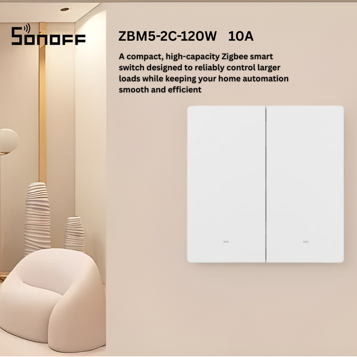 مفتاح جدار ذكي سونوف زيجبي خطين - SONOFF SwitchMan ZBM5-2C
