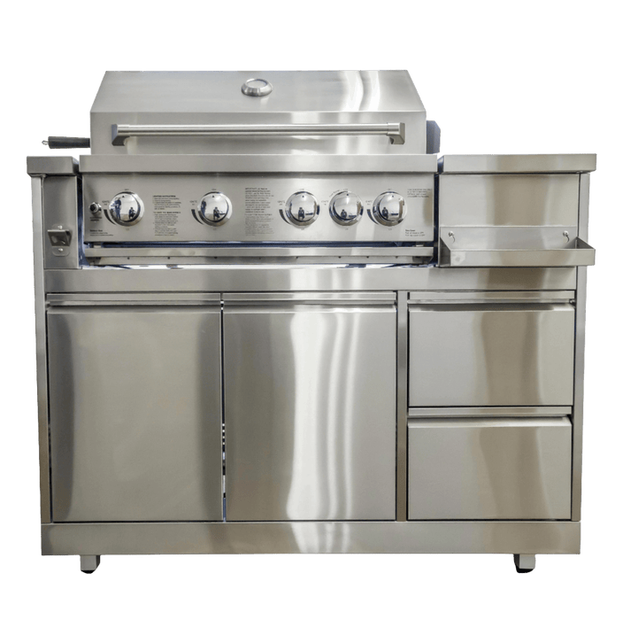 شواية غاز من الستانلس ستيل 5 شعلات مع طقم دوار وتقنية الأشعة تحت الحمراء