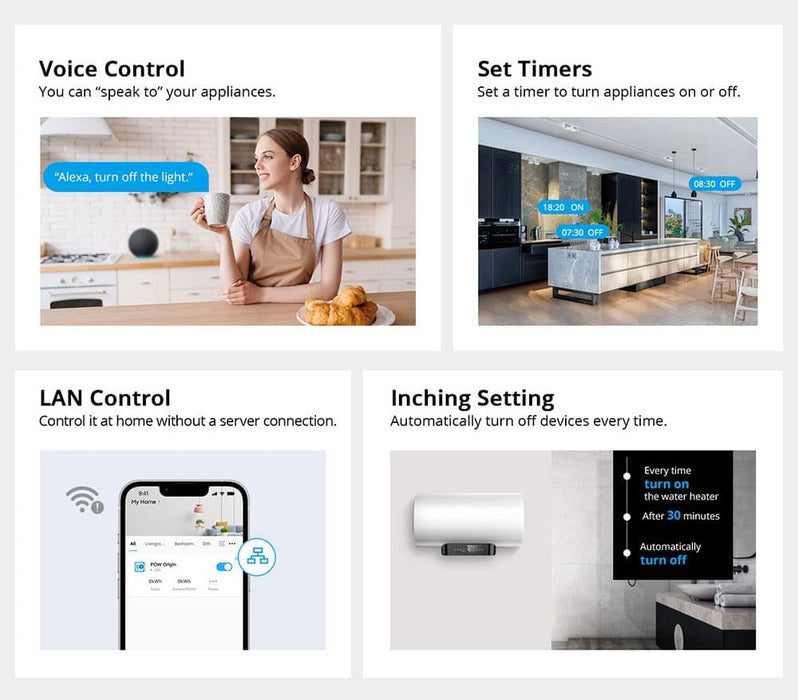 مفتاح قياس الطاقة الذكي POW Origin 16A مع تتبع استهلاك الطاقة من sonoff