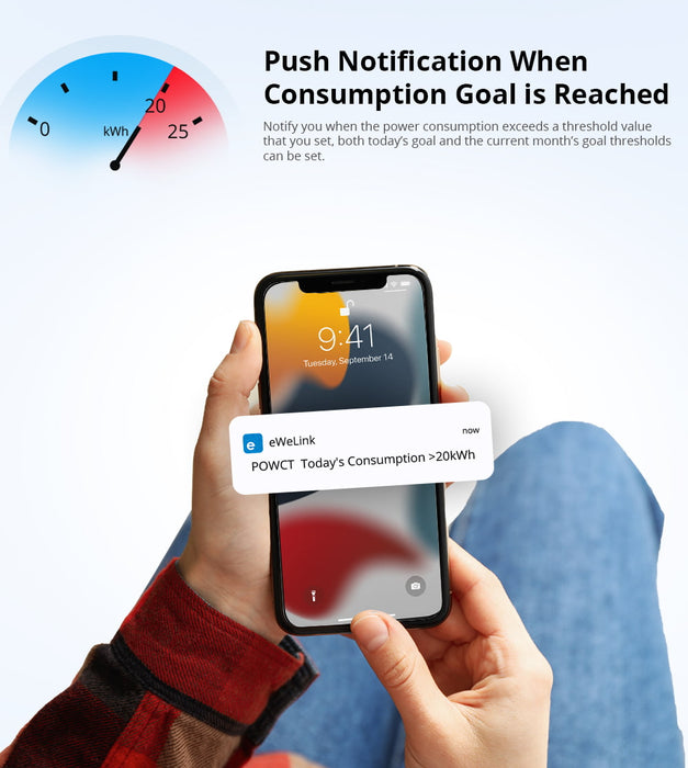 عداد الطاقة الذكي POW Ring بقدرة 100 أ ولمراقبة استهلاك الطاقة من sonoff