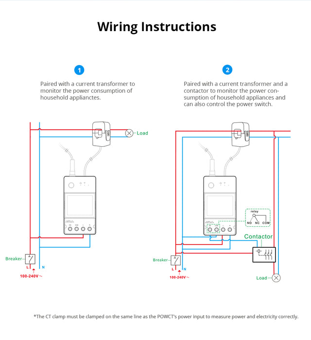 عداد الطاقة الذكي POW Ring بقدرة 100 أ ولمراقبة استهلاك الطاقة من sonoff