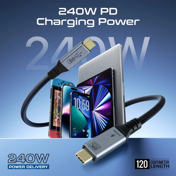 كابل USB4 احترافي بسرعة 80 جيجا وبقوة 240 واط مع دعم فيديو 8K من PROMATE