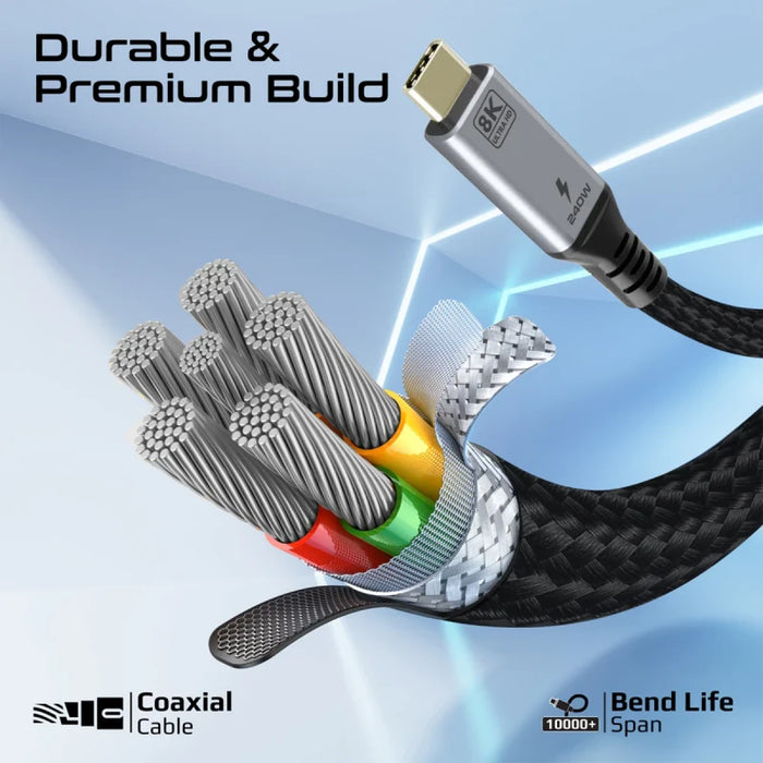 كابل USB4 احترافي بسرعة 80 جيجا وبقوة 240 واط مع دعم فيديو 8K من PROMATE