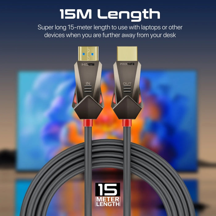 كابل HDMI احترافي بطول 15 متر يدعم دقة 4K@60Hz وسرعة نقل عالية من PROMATE