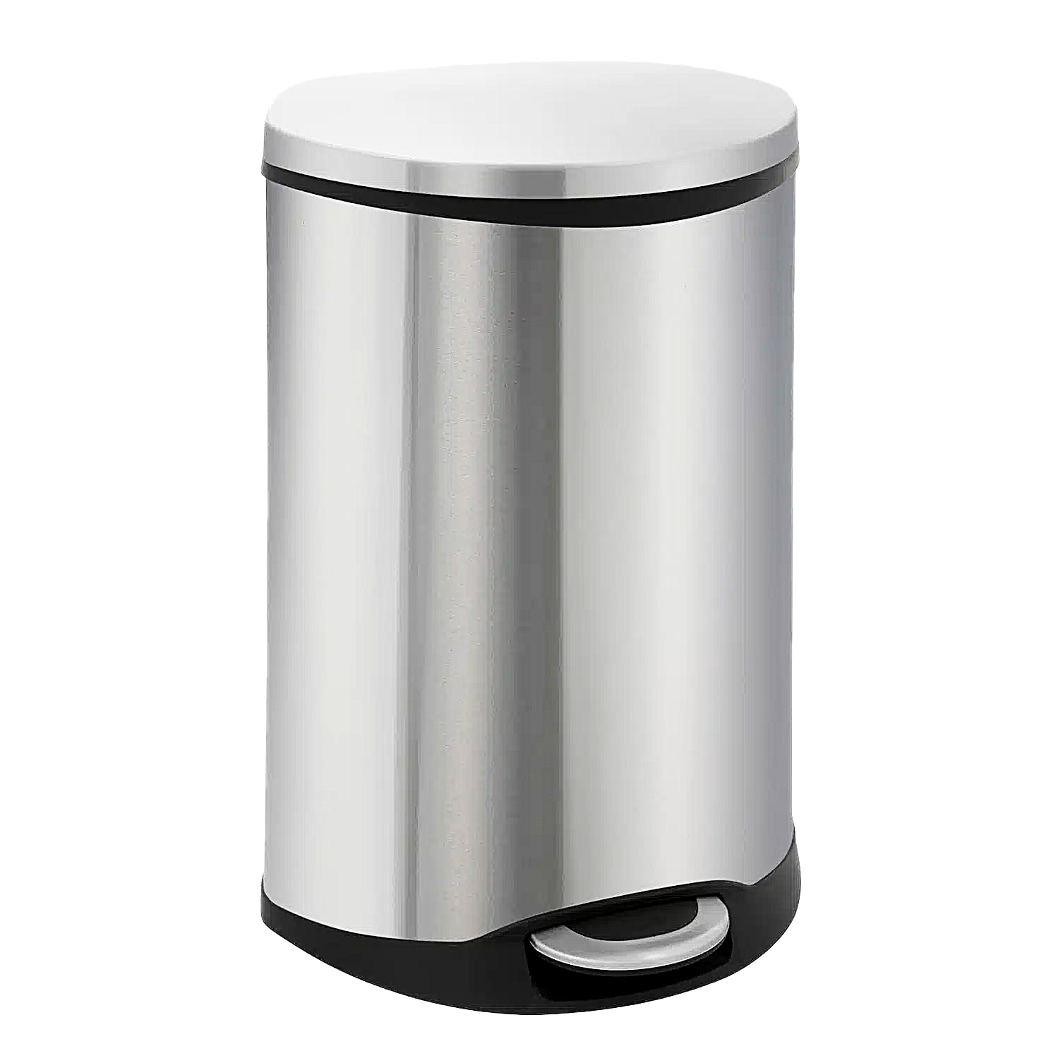 EKO Semi-Round Step Trash Bin 50L – Fingerprint-Proof Stainless Steel with Soft-Close Lid