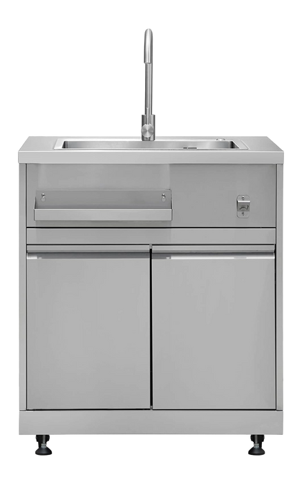 خزانة حوض ستانلس ستيل 32 بوصة بحوض وصنبور – مصنوعة من SUS304 مقاومة للصدأ