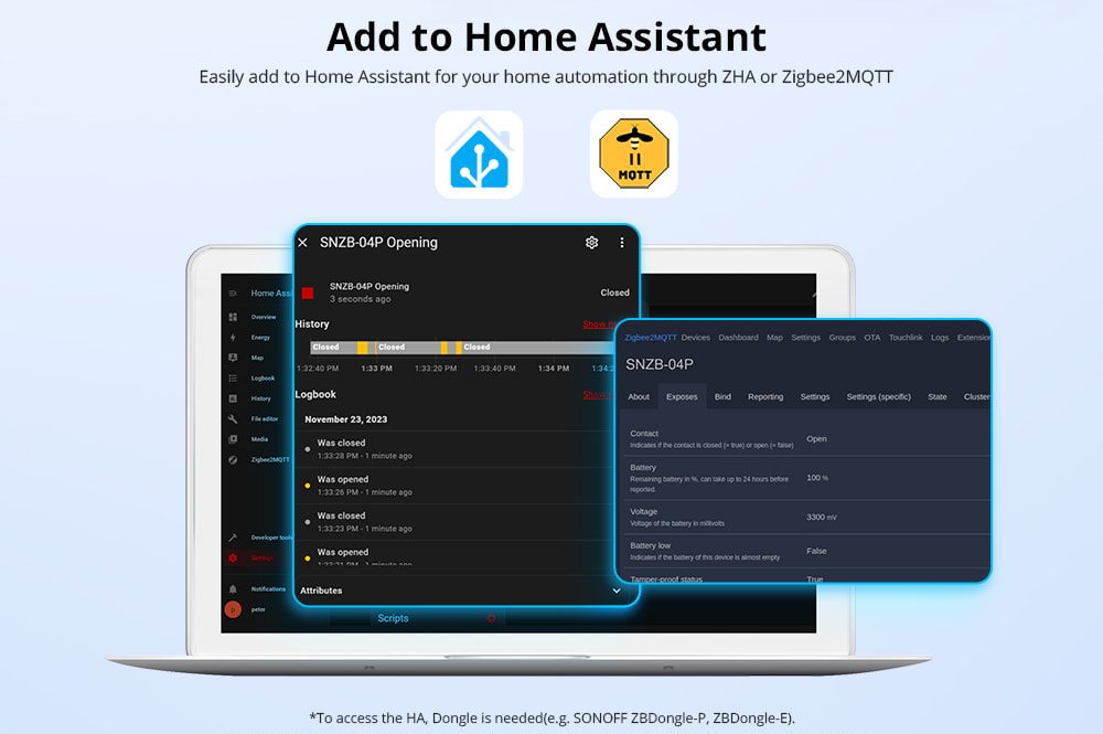 مجس الباب/نافذة Zigbee SNZB-04P مع إنذارات وت Notifications فورية من sonoff
