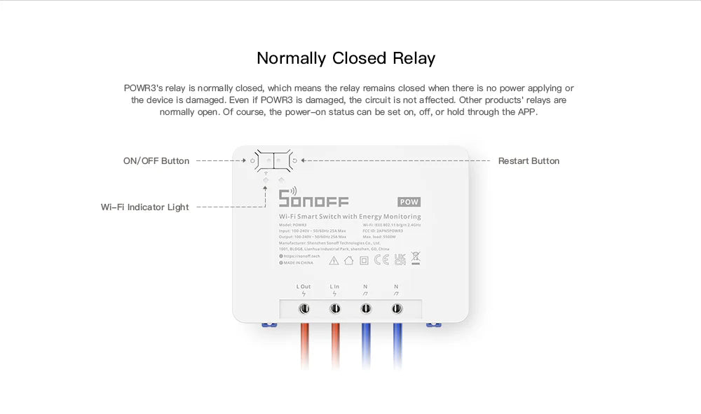 مفتاح سونوف POWR3 الذكي عالي الطاقة من سونوف SONOFF مفتاح سونوف POWR3 الذكي عالي الطاقة من سونوف SONOFF