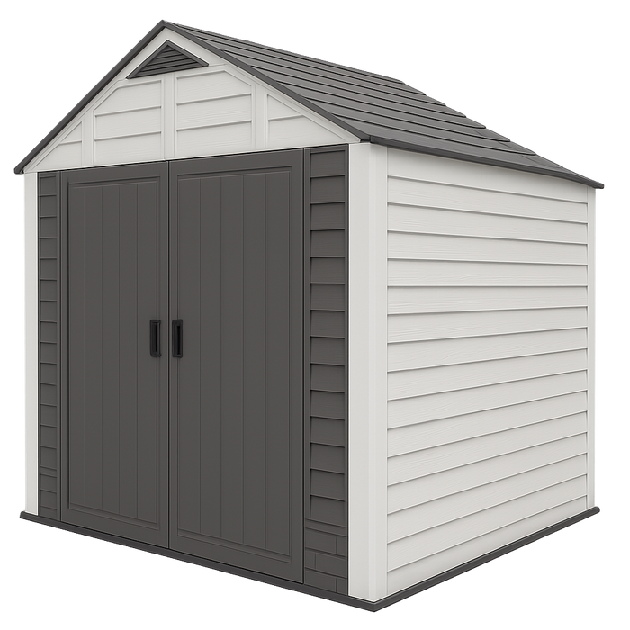 مخزن خارجي مقاوم للماء 215×215×250 سم من ريزين بتصميم سقف جملوني