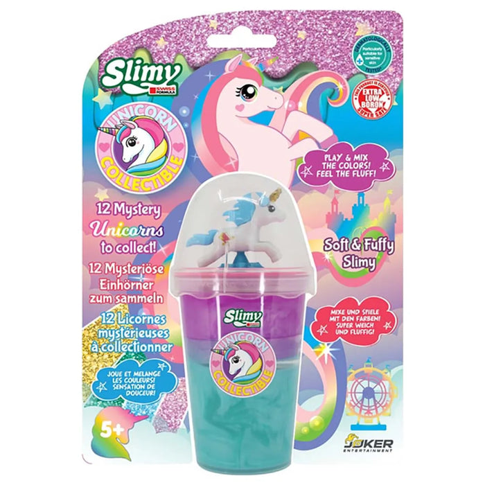 Unicorn with 12 collectible unicorn pieces, two colors in a cup in a plastic card