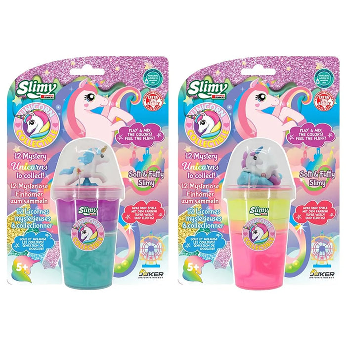 Unicorn with 12 collectible unicorn pieces, two colors in a cup in a plastic card