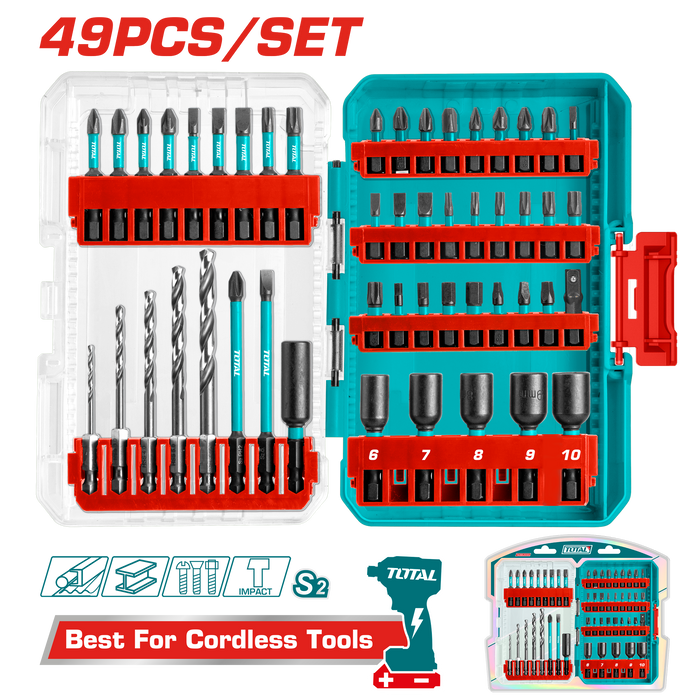 Total 49-Piece Assorted Impact Screwdriver Bit Set