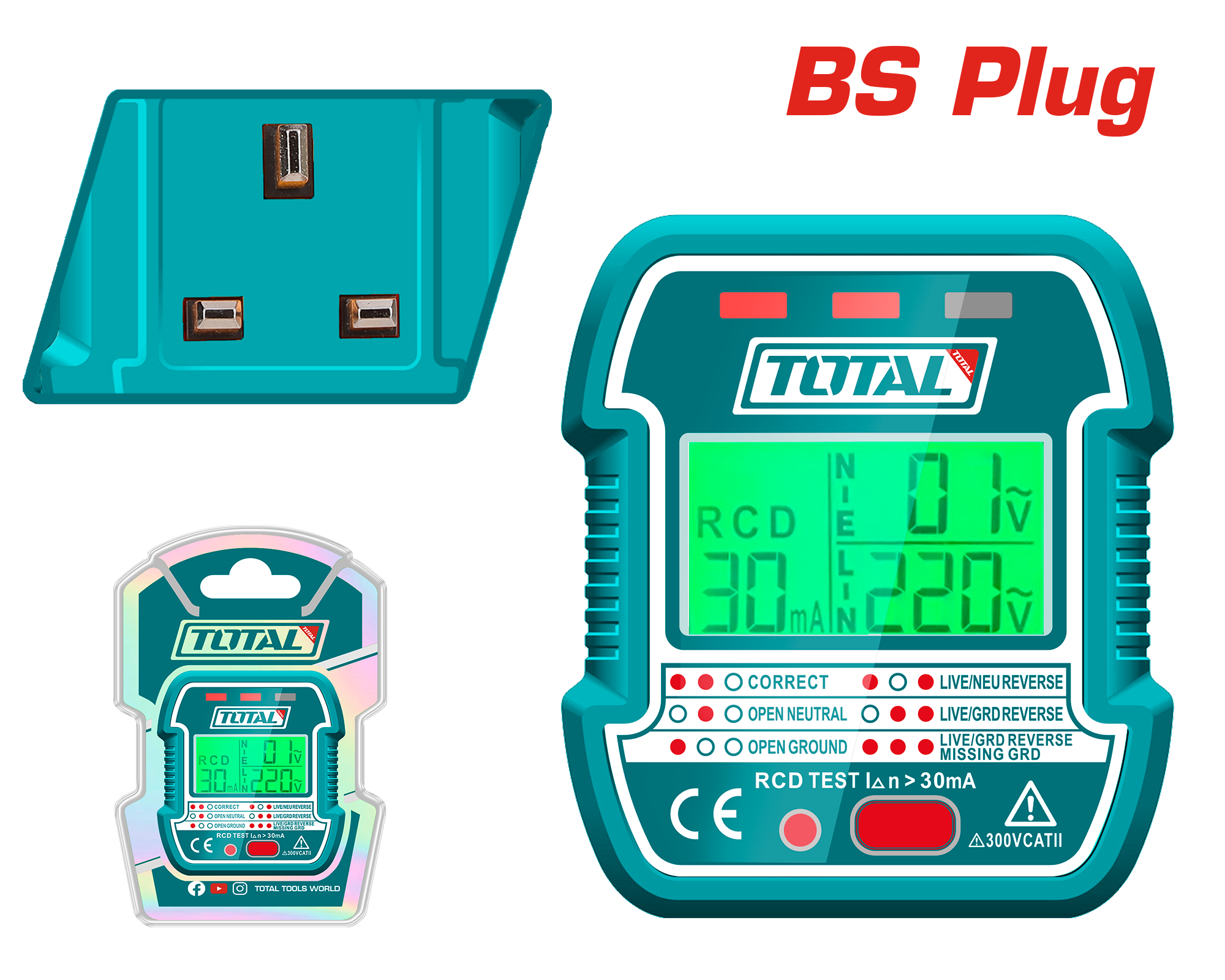 Total Socket Tester with LCD Display and Residual Current Circuit Breaker (RCD) Function - UK Plug Total Socket Tester with LCD Display and Residual Current Circuit Breaker (RCD) Function - UK Plug