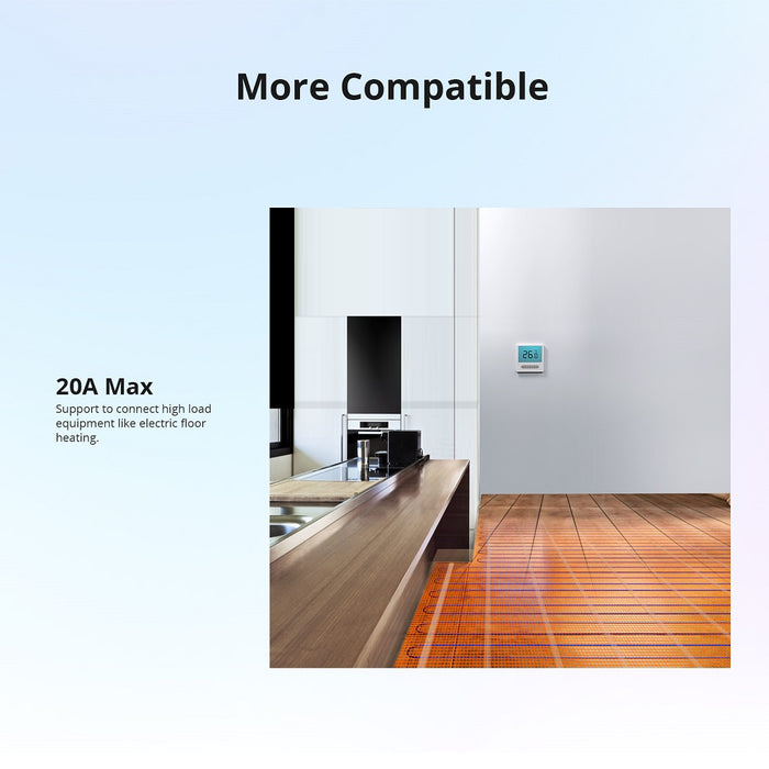 مفتاح مراقبة درجة الحرارة والرطوبة الذكي TH Origin قدرة 20A ودقة تسجيل 6 أشهر من sonoff