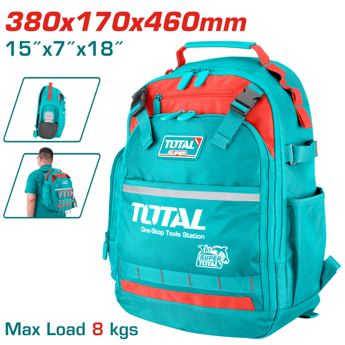 شنطة عدة ظهر فارغة Total THBP0202 بسعة 8 كغ وأبعاد 38*17*46 سم متميزة بجيوب إضافية وإطار صلب