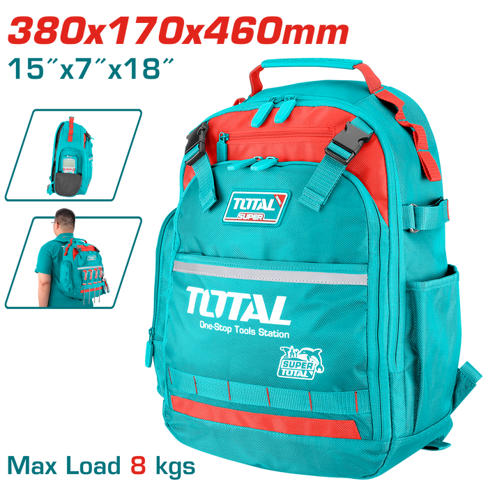 شنطة عدة ظهر فارغة Total THBP0202 بسعة 8 كغ وأبعاد 38*17*46 سم متميزة بجيوب إضافية وإطار صلب