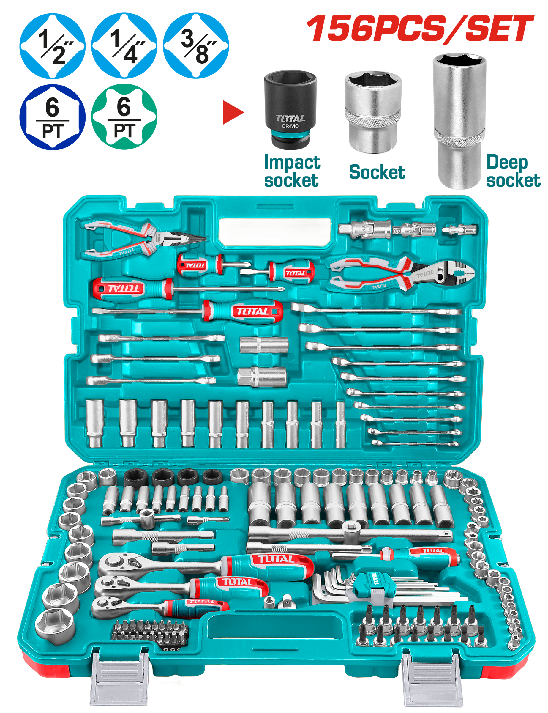 TOTAL 156-Piece Assorted Tool Set TOTAL 156-Piece Assorted Tool Set