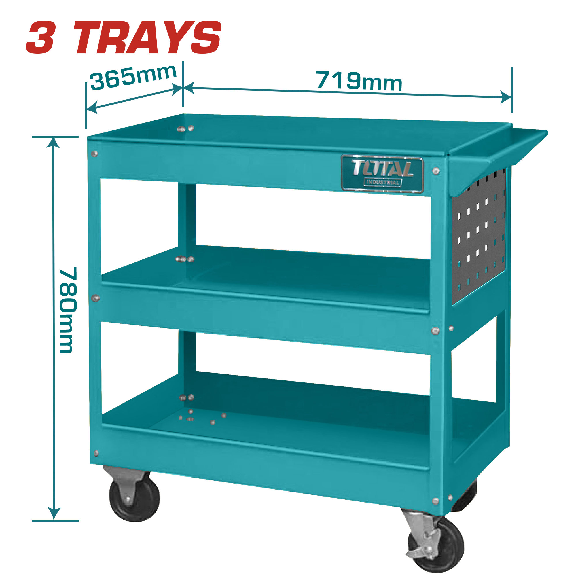 Total 3-Tier Steel Tool Cart with Heavy Duty Wheels Total 3-Tier Steel Tool Cart with Heavy Duty Wheels