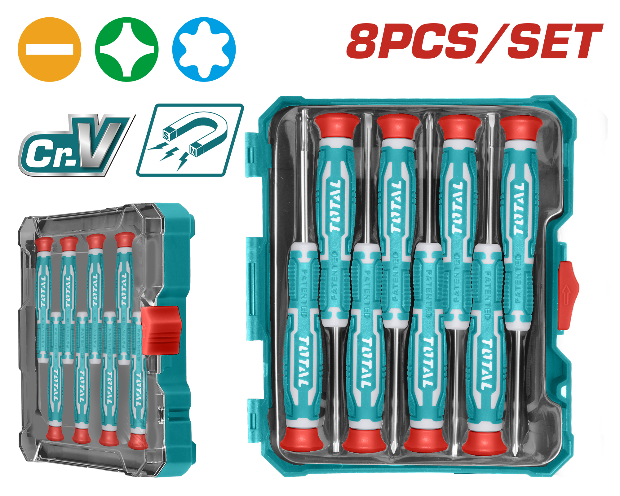 TOTAL 8PCs Precision Screwdriver Set (THT250826)