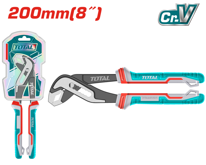 كماشة مضخة TOTAL 200مم 8\" كروم فانيadium مع مقبض مريح وسعة فك 35مم