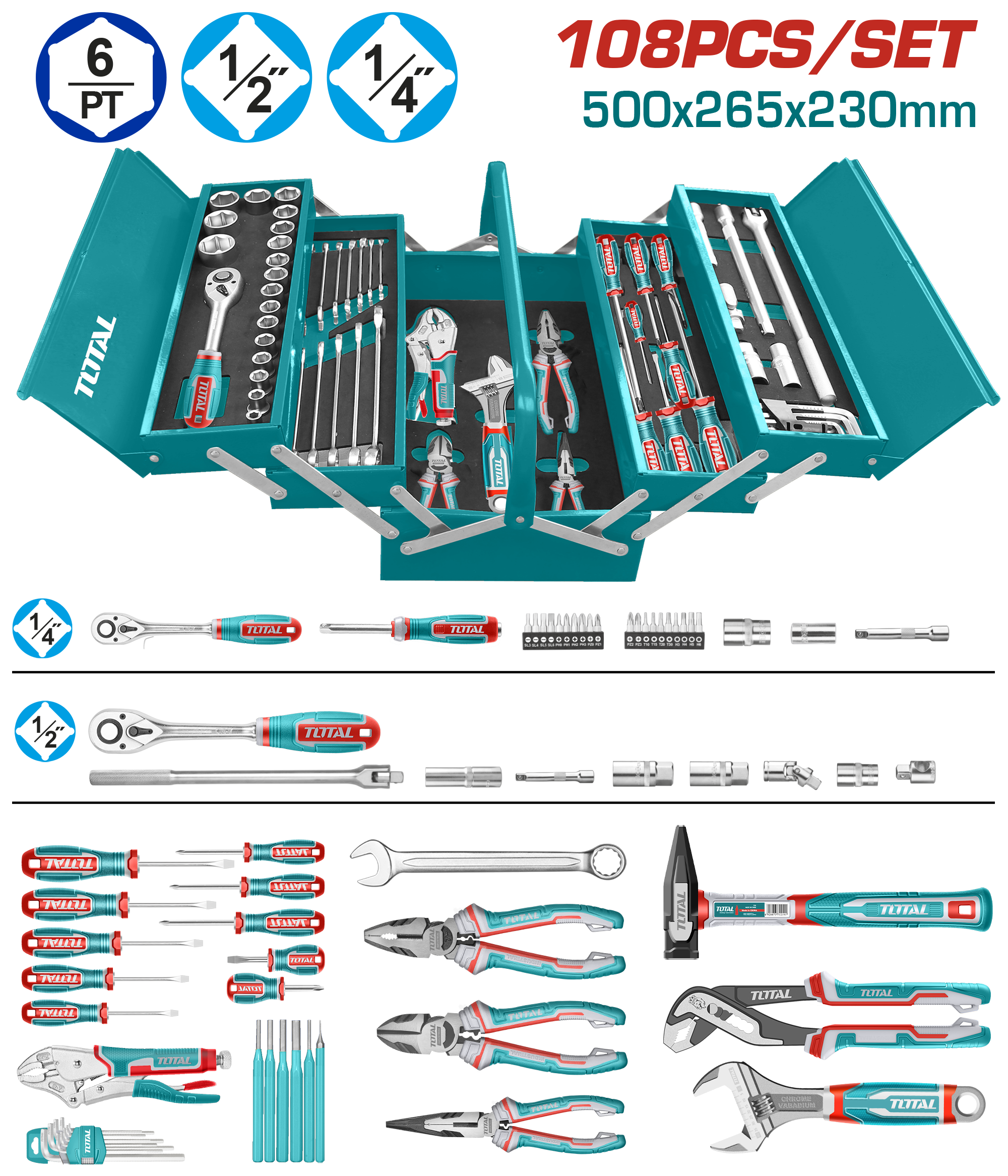 TOTAL 108-Piece Tool Box TOTAL 108-Piece Tool Box