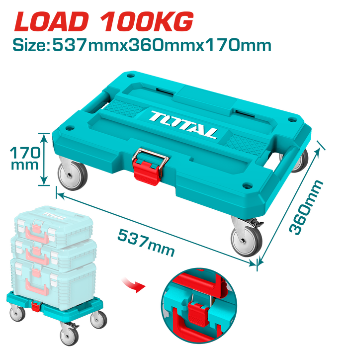 لوح نقل ثقيل TOTAL بسعة 100 كجم وعجلات 4 بوصة لتنظيم الأدوات