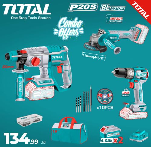 Total TOSLI240202 عرض خاص همر شحن + درل شحن + صاروخ شحن مع 2 بطارية 4 أمبير وشاحن سريع واكسسوارات