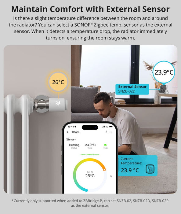 صمام رادياتور متكيف Zigbee للتحكم الذكي وحماية الطاقة من sonoff