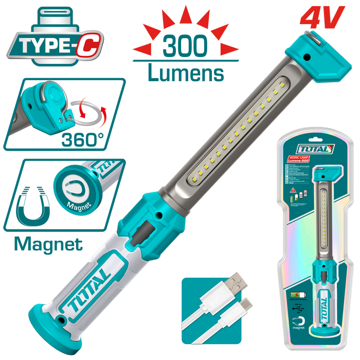 مصباح العمل TWLI043006 القابل لإعادة الشحن 300 لومن مع قاعدة مغناطيسية