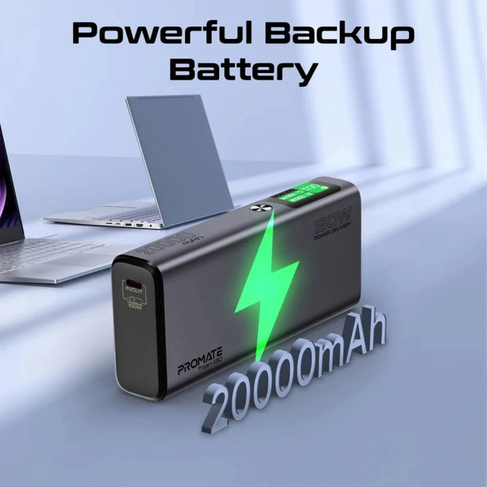 باور بانك بولت-130 سعة 20000 مللي أمبير بتقنية PD وشاشة TFT LCD من PROMATE