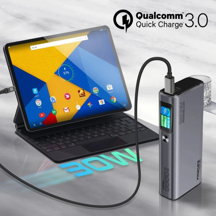 باور بانك بولت-130 سعة 20000 مللي أمبير بتقنية PD وشاشة TFT LCD من PROMATE