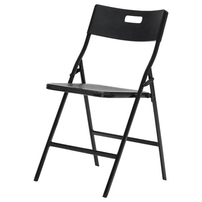 كرسي قابل للطي للاستخدام الثقيل بتصميم قوي إطار فولاذي أسود 76x45 سم