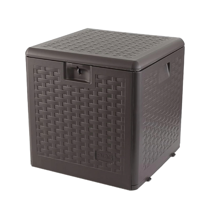 صندوق تخزين خارجي من الراتنج 106 لتر مقاوم للطقس لون جافا مع قفل