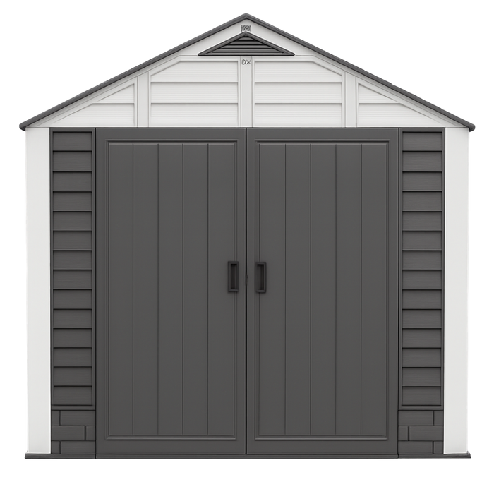 مخزن خارجي مقاوم للماء 215×215×250 سم من ريزين بتصميم سقف جملوني