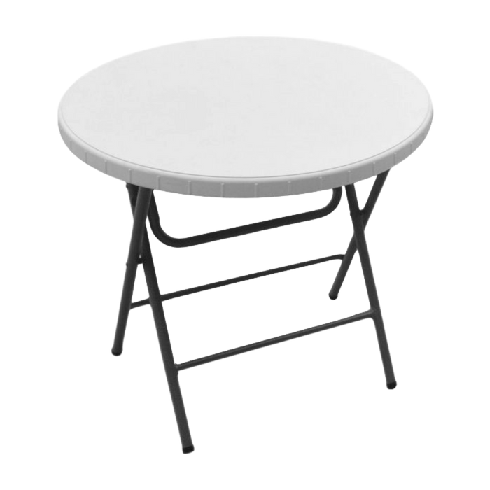 طاولة قابلة للطي مستديرة 80x80 سم بسطح بلاستيكي وأرجل فولاذية قوية