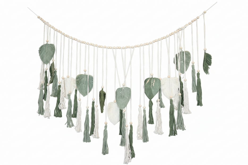 ديكور حائط مكرمية أوراق شجر يدوية