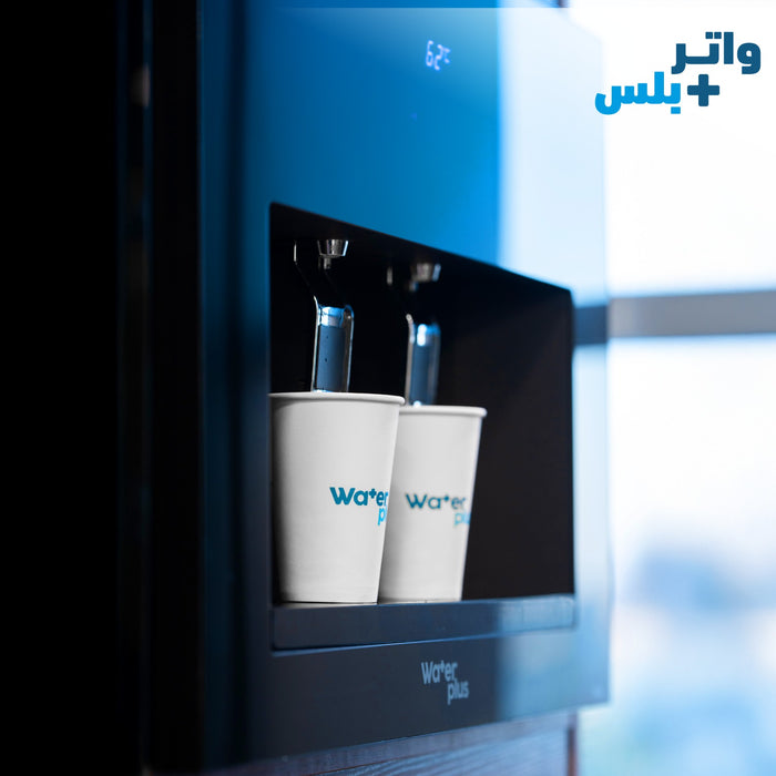 كولر مياه بلت إن زجاج أسود من ووتر بلس