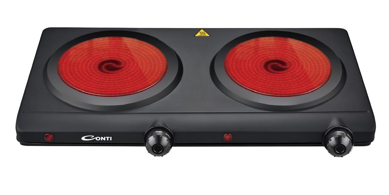 طباخ كهربائي سيراميك مزدوج كونتي 2400 واط بتحكم أوتوماتيكي وسلامة عالية