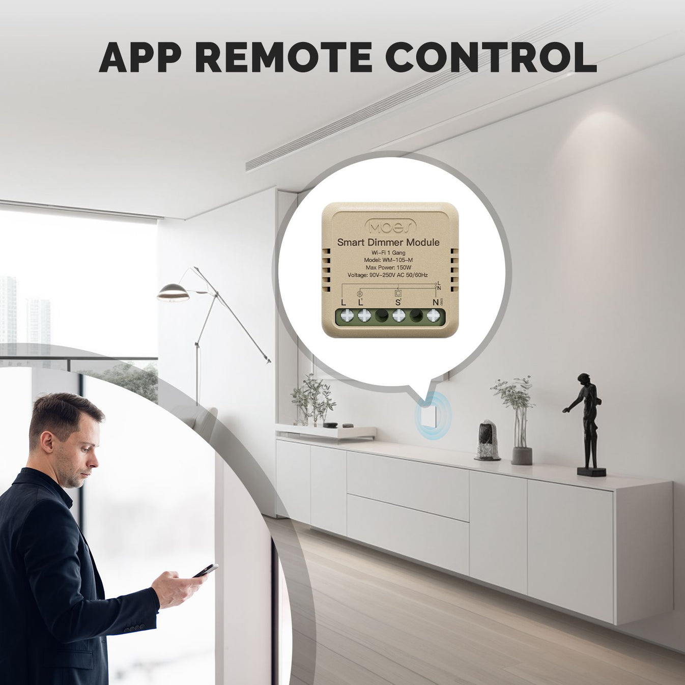 Mini Hidden Smart Switch - 150W - Wi-Fi Mini Hidden Smart Switch - 150W - Wi-Fi